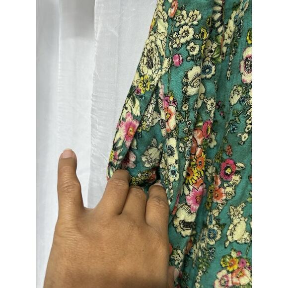 Natural Life Womens Sienna Floral Boho Mini Dress Sz M Puff Sleeve Cotton Gauze - Picture 10 of 11